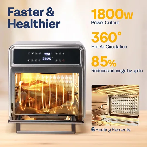 Miniatura 4 de VIVOHOME Combo de Horno Tostador y Freidora de Aire de 21 Qt, Horno de Convección de Encimera 8 en 1 con Rotisserie y Deshidratador, Horno Freidora