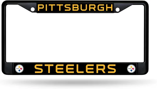 Miniatura 29 de Rico Industries Marco cromado negro primario de fútbol americano de la NFL con inserciones de plástico de 12" x 6" accesorio para automóvil/camión