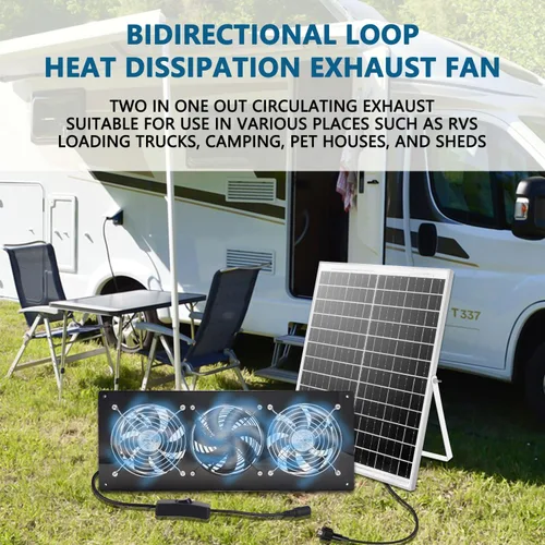 Miniatura 7 de Ventilador de escape solar, panel solar de 25 W con kit de 3 ventiladores de ventilación, ventilador alimentado por energía solar para cobertizo