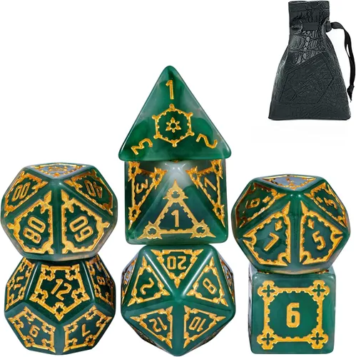 Miniatura 18 de Cusdie - Juego de 7 dados DND gigantes de 25 mm que brillan en la oscuridad, juego de dados poliédricos luminosos, dados D&D con bolsa de dados