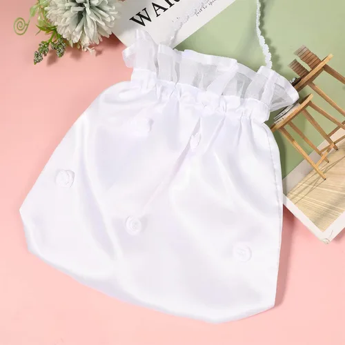 Miniatura 7 de NOLITOY Bolsa de dinero de boda nupcial de satén para adolescente Dama de honor de novia blanca con flores de satén decoradas bolso para baile
