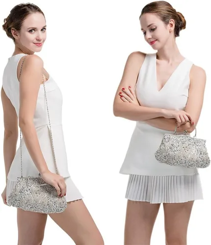 Miniatura 6 de Bolso de noche de lentejuelas vintage de los años 20 para mujer, bolso de noche formal cruzado de noche, baile de graduación, cóctel, fiesta, bolsos