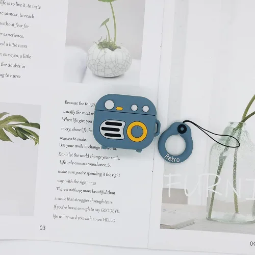 Funda compatible con AirPods 3 Gen 2021, diseño de radio retro para hombres y mujeres, linda y divertida funda de silicona con dibujos animados 3D