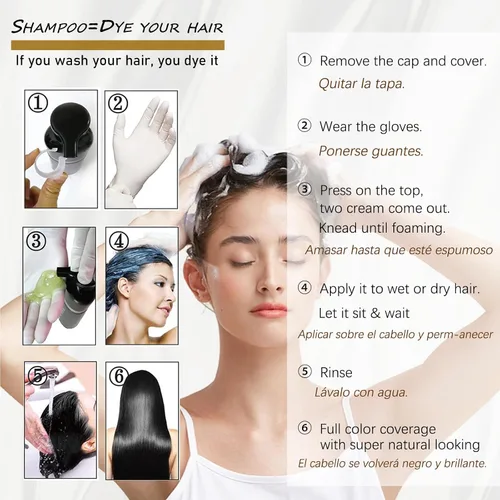Miniatura 8 de Champú para teñir el cabello Cherry Brown 3 en 1, champú mágico de color marrón rojizo para mujeres y hombres, champú para teñir el cabello marrón