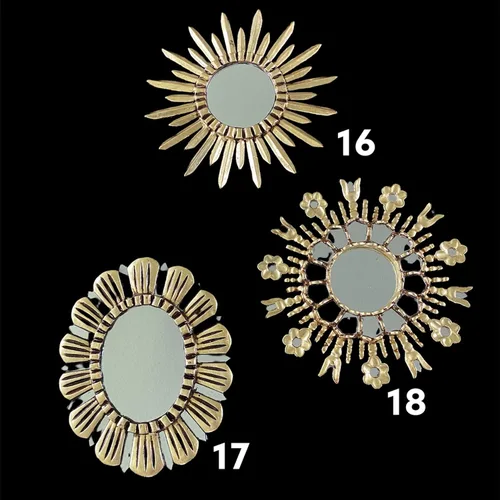 Miniatura 7 de Espejo peruano decorativo dorado, 12.0 in, Sunburst/Starburst, anticuado, espejo montado en la pared para sala de estar, hecho a mano arte de pared