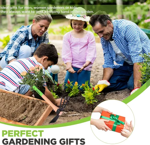 Miniatura 8 de WORKPRO Azada y Cultivador Rastrillo de Jardín con Mango de Madera de 14", Hoja de Azada Afilada y Cultivador Resistente de 3 Garras, Herramientas
