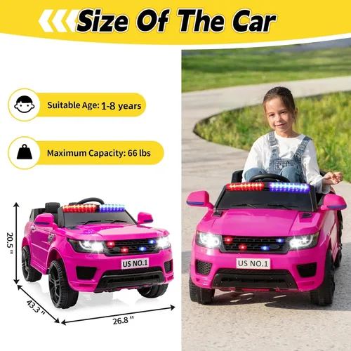 Miniatura 4 de TOBBI Coche de paseo para niños de 12 V con control remoto, funciona con pilas, autos eléctricos para niñas de 1 a 8 años para conducir