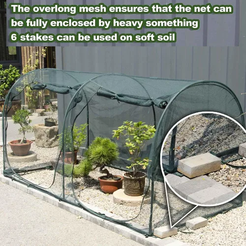 Miniatura 3 de Cubierta de Red para Plantas de Túnel Grande de 8.2'x4', Jaula de Cultivo con Red de 4 Pies de Altura, Cubierta Protectora contra Plagas