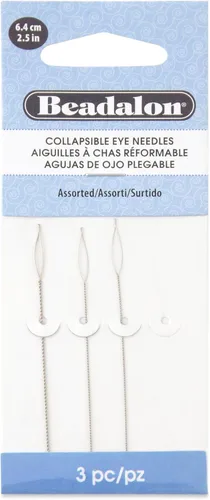 Beadalon Agujas plegables para ojos, paquete variado, finas de 0.012 in / .012 pulgadas, medianas de 0.014 in / .014 pulgadas, pesadas de 0.51 /