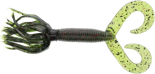 Miniatura 5 de Yamamoto - Hula Grub - Anzuelo de doble cola. CALABAZA VERDE CON ESCOPA NEGRA GRANDE (10 PACK)