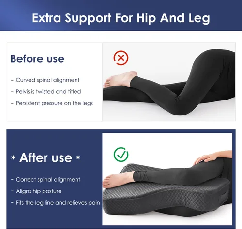 Miniatura 2 de Almohada de piernas para dormir de lado, almohada de rodilla de espuma viscoelástica para dormir de lado, almohada de elevación de piernas para Gris
