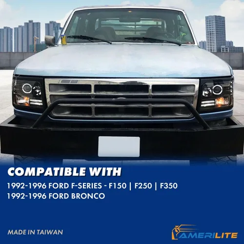 Miniatura 7 de AmeriLite - Conjunto de faros delanteros de proyector LED con barra de halo para Ford F-150/F250/F350/Bronco - Lado derecho del pasajero y lado