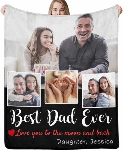 Miniatura 17 de Artsadd Manta personalizada con foto, mantas personalizadas para papá y abuelo, regalos del Día del Padre, manta conmemorativa para la familia