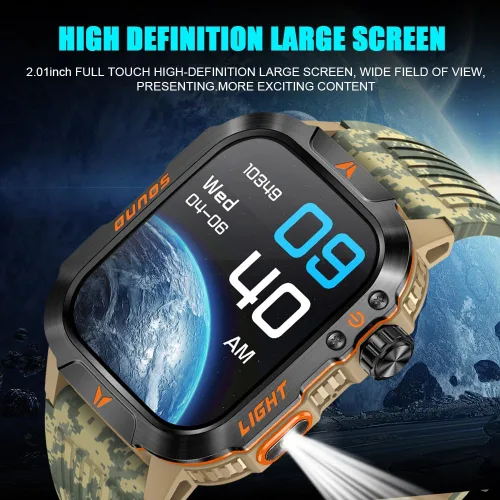 Miniatura 3 de QTLLBT Reloj Militar para Exteriores Altímetro Barómetro Brújula Reloj Inteligente Táctico de Fitness Monitor de Ritmo Cardíaco Monitor de Sueño Más