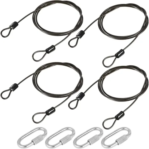 MECCANIXITY Cable de seguridad 2.5mmx1m Cuerda de bloqueo de acero recubierto de plástico negro 4 piezas con 0.138 in de grosor rápido bloqueo de