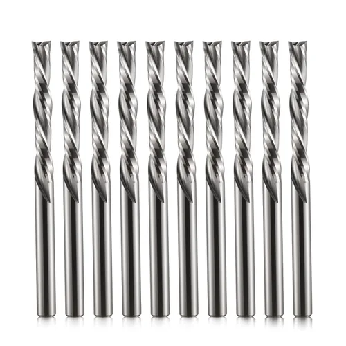 Miniatura 9 de Broca de corte descendente de 1/8 pulgadas, corte hacia abajo, espiral, fresadora CNC, fresadora de carburo de tungsteno, juego de 5