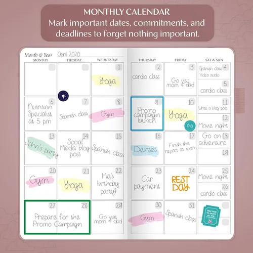 Miniatura 4 de Legend Planner Pocket - Pequeño diario mensual y semanal sin fecha y calendario para productividad, mini planificador organizador de vida perfecto