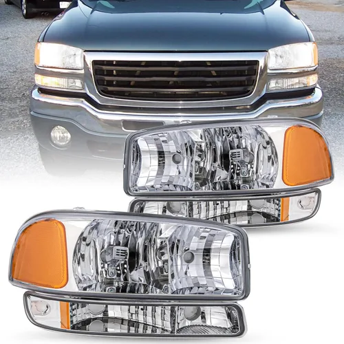 Miniatura 10 de SOCKIR 6 piezas para 1999-2002 GMC Sierra 00-06 Yukon conjunto de faros y luces antiniebla + faro delantero de parque/señal LH+RH con bombillas