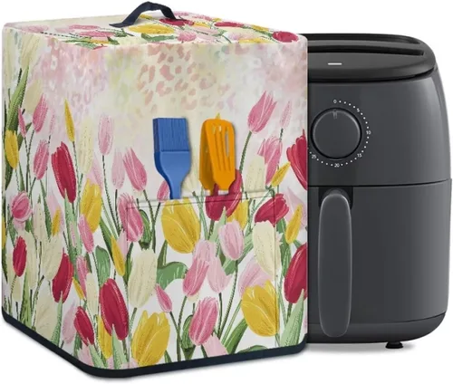 Miniatura 34 de Air Fryer Oven Dust Cover with Handle and Pocket, Easy Cleaning Electric Appliance Cover, Brown Flower Flor marrón (Brown Flower)