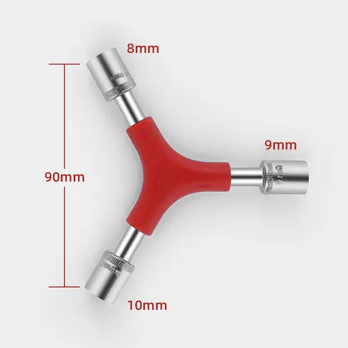 YOUMI Llave de 3 vías en forma de Y, portátil, ligera, de acero, cromada, llave hexagonal interior tipo Y, llave de vaso tipo Y para bicicleta de