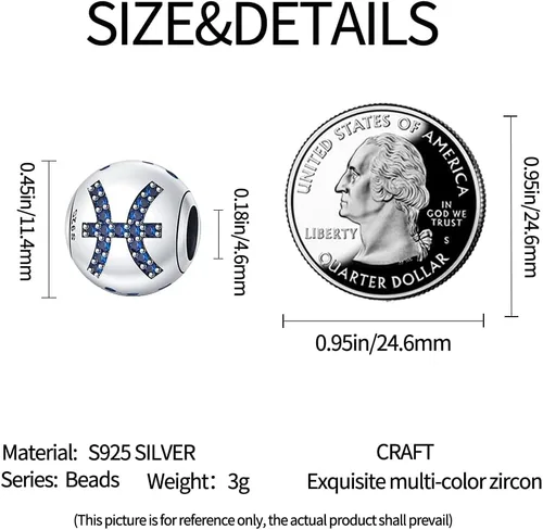 Miniatura 25 de Pandach 12 dijes de cumpleaños con signo del zodiaco de plata de ley 925 con piedra natal para mujer, pulsera, collar, pulsera, regalo para mujeres