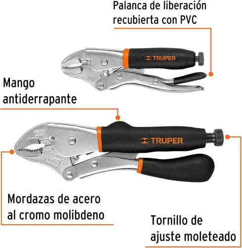 Miniatura 2 de Juego de 2 alicates curvados con bloqueo de mandíbula con agarre antideslizante de 4 y 10 pulgadas