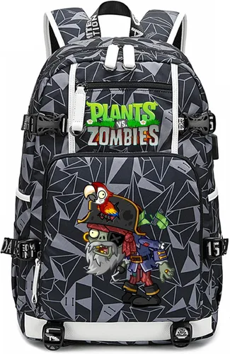 ISaikoy Game Plants vs. Zombies - Mochila de hombro para libros, mochila escolar, color gris, Gris 15, Mochilas Daypack