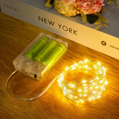 Minetom Luces de Hadas a Batería, Paquete de 4 de 33 Pies 100 LEDs Luces de Cadena Mini, Cable de Cobre Impermeable Frasco Mason Centelleante para