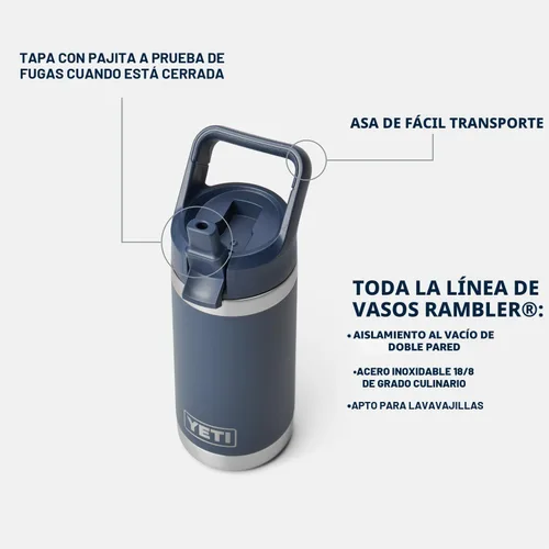 Miniatura 2 de YETI Rambler Jr. - Botella de 12 onzas para niños, con tapa con pajilla Rosa (Tropical Pink)