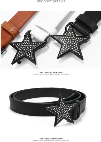 Miniatura 5 de CYee Y2K - Cinturón de cuero con hebilla de estrella, accesorios para mujer, estilo punk, indie, con ojales, para mujer