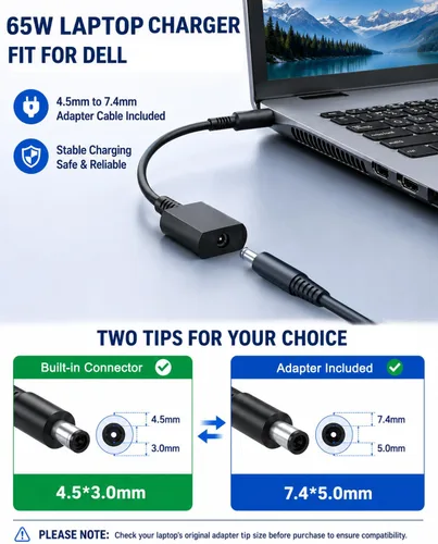 Miniatura 3 de Cargador de laptop de 65 W y 45 W para Dell Inspiron 15-3000 15-5000 15-7000 3520 3530 3511 3535 3525 3521 5420 5425 5579 5430 5435 5621 5425 5425