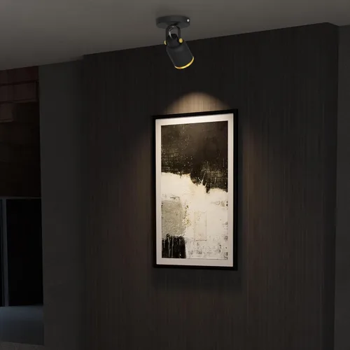 Miniatura 4 de Aisilan - Foco de techo LED regulable negro y dorado para interiores, ajustable, 180 grados, monopointo, luz blanca cálida, 3000 K, 7 W