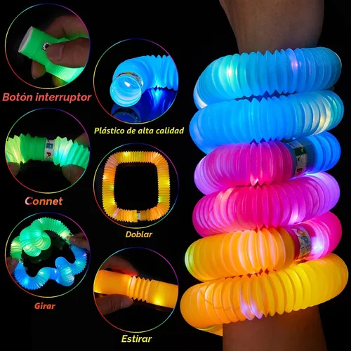 Miniatura 4 de 24 tubos LED para estallar, tubos luminosos que brillan en la oscuridad, suministros de fiesta que brillan en la oscuridad, juguetes sensoriales
