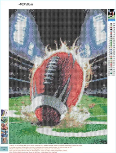 Miniatura 3 de Kit de Arte de Diamante de Fútbol de Apomelo Pintura de Arte de Diamante de Fútbol para Adultos Arte de Diamante Deportiva de Rugby para Decoración
