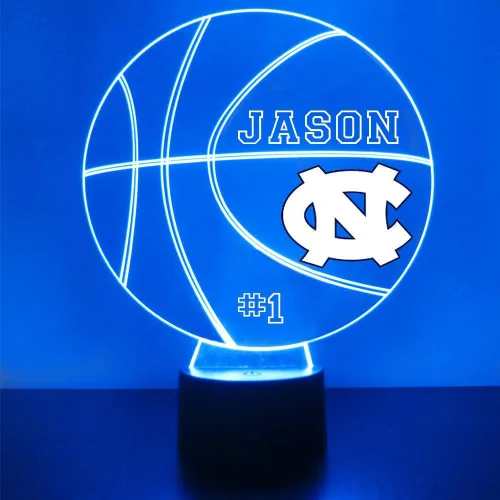 Miniatura 16 de Lámpara de luz nocturna personalizada de la Universidad de Missouri (Mizzou) Tigers con bola de baloncesto y logotipo, letrero LED con control