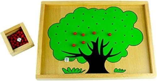 DANNI Montessori Niños Matemáticas Ayudas de enseñanza Montessori Baby Wood Apple Tree Box Toy Number Matching Wood Math Count Educación Juguetes