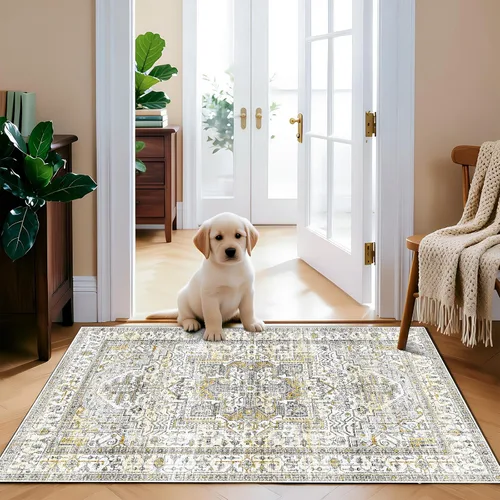 Miniatura 29 de Alfombra lavable para pasillo de 2 x 3: alfombra suave vintage para cocina, baño, lavandería, con respaldo antideslizante, alfombra de piso