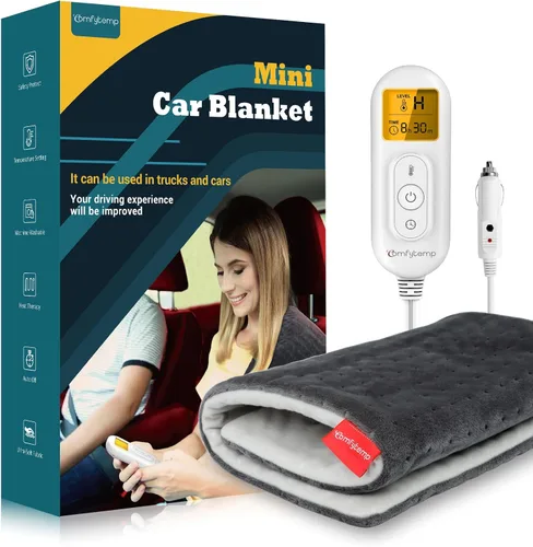 Comfytemp Manta eléctrica para auto de 12V/24V para aliviar el dolor de espalda, 4 ajustes de calor, apagado automático de 11 horas, manta portátil