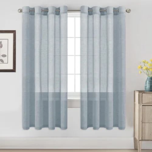 Miniatura 17 de H.VERSAILTEX Cortinas de 96 pulgadas de largo, cortinas de lino/cortinas transparentes de mezcla de lino natural/paneles/cortinas para sala