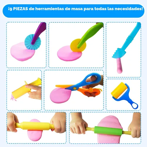 Miniatura 3 de Kit de herramientas de juego de masa y arcilla para niños, accesorios de arcilla para modelar con cortadores de animales, rodillos, tijeras