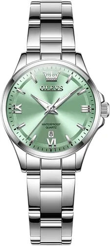 Miniatura 9 de OLEVS - Relojes de acero inoxidable para mujer, reloj de plata de lujo para damas con fecha, relojes analógicos de cuarzo impermeables y delicados