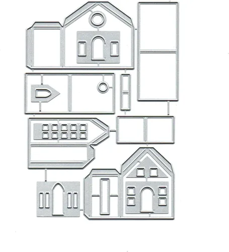 Miniatura 2 de Troqueles de metal hechos a mano en 3D, troqueles de corte de puerta de casa de Navidad, plantillas de corte de troqueles para álbumes de recortes