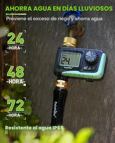 Miniatura 4 de Temporizador de aspersor RAINPOINT con pivote de latón, temporizador de agua programable para manguera de jardín con retardo por lluvia/riego