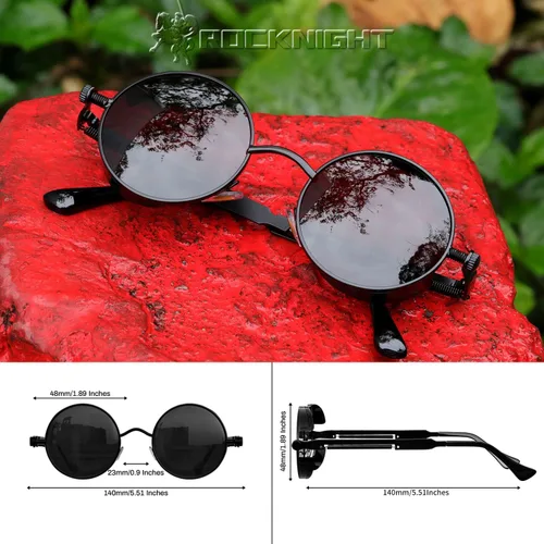 Miniatura 5 de ROCKNIGHT Gafas de sol Gothic Steampunk redondas polarizadas UV400 con protección unisex