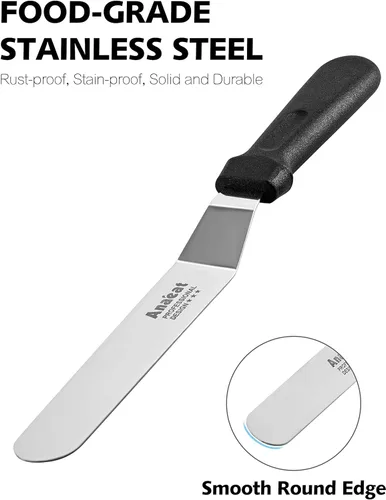 Miniatura 7 de Anaeat Espátula de glaseado profesional para tartas con hoja de acero inoxidable de 6 pulgadas, cuchillo de glaseado grueso con mango de plástico