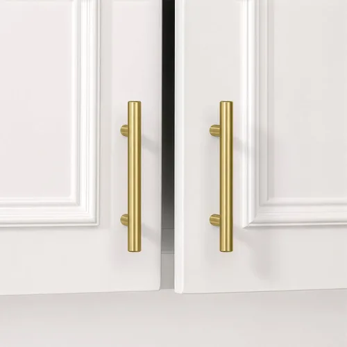 Miniatura 24 de Goldenwarm Paquete de 15 manijas doradas de 2-1/2 pulgadas, tiradores de gabinete de latón cepillado, manijas doradas para cajones de cocina