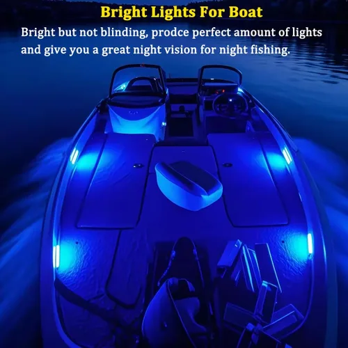 Miniatura 3 de Boaton Luces LED para pesca nocturna marina, luces interiores de cortesía para barco, sin necesidad de perforar, azul 10 piezas azul (Blue)