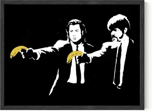HAUS AND HUES Póster de arte callejero Banksy - Arte pop grafiti - Sin marco 12"x16" Banksy Pulp Fiction