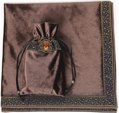Miniatura 3 de Mantel de tarot de altar - 25.6 x 25.6 pulgadas - Terciopelo Wicca de adivinación con bolsa de cartas de tarot (café oscuro)