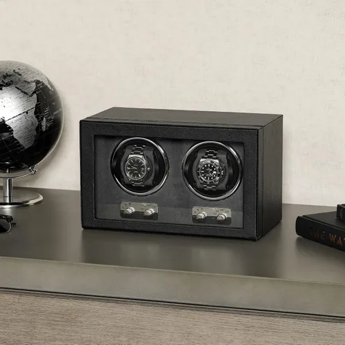 Miniatura 3 de ROTHWELL Bobinadora de reloj doble para relojes automáticos con motor silencioso con múltiples velocidades y ajustes de rotación (negrogris)